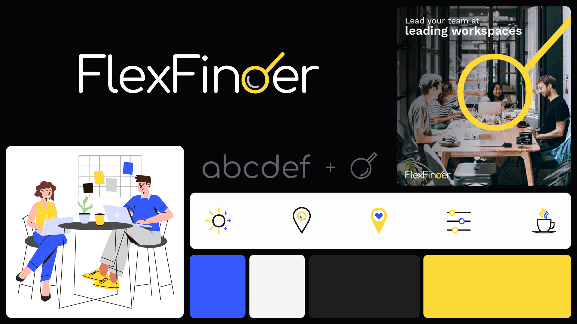 Bento grid showing the brand elements for flexfinder