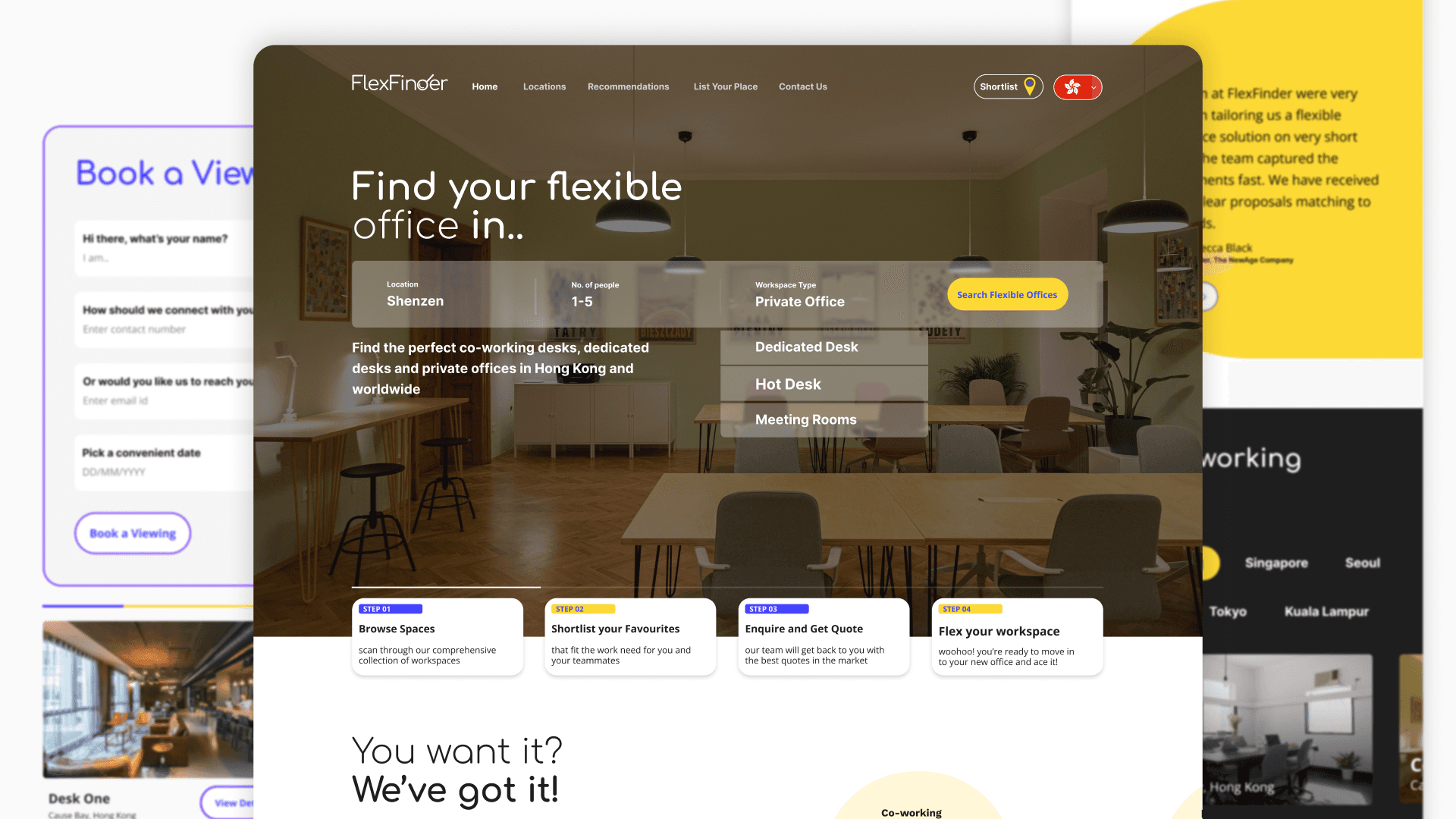 Preview screens for flexfinder platform